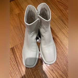 NEW Mango Leather Boots Light Beige